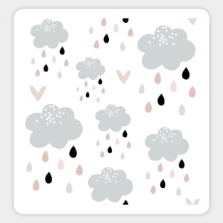 Scandi Rain Clouds - pink Sticker